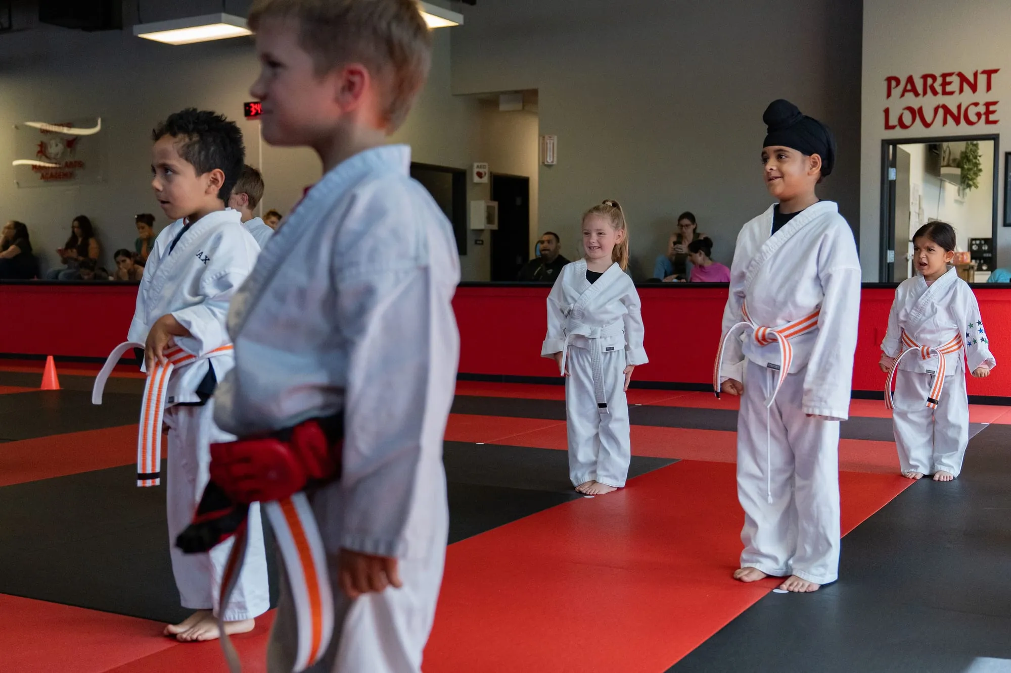 Big Ninjas students training on the mat, building the foundation for the Juniors program at Guido's Martial Arts Academy in Clovis, CA