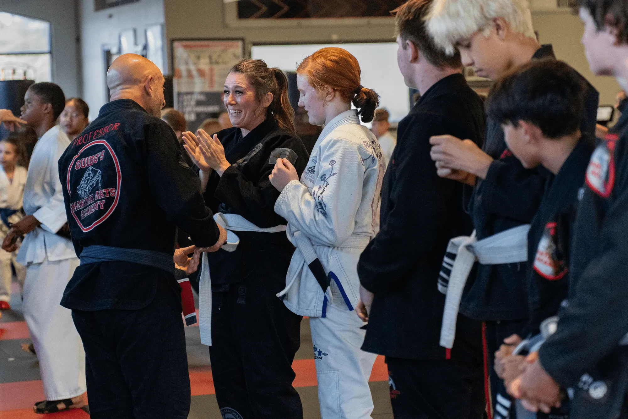 A framed achievement certificate on the dojo wall at Guido's Martial Arts Academy in Clovis, CA